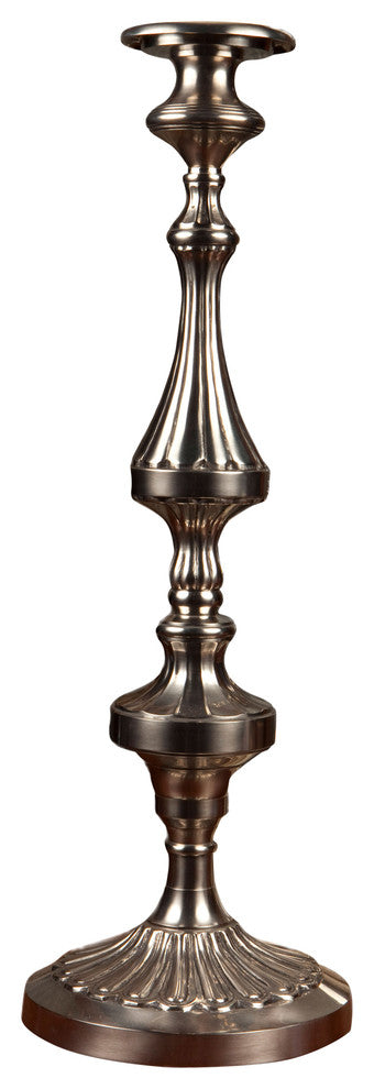 Fluted Candleholder, Antique Silver