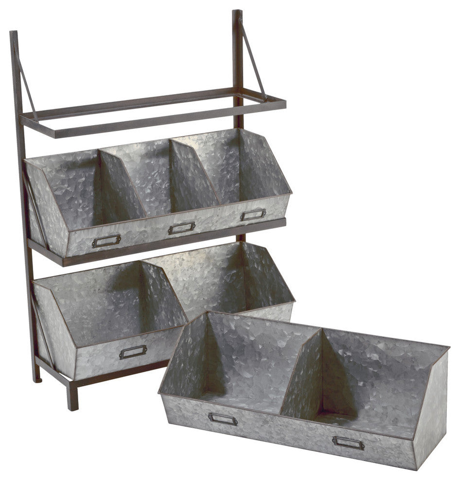 Industrial Metal Bin Display Organizer