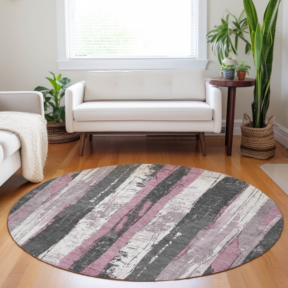 Machine Washable Indoor/Outdoor Chantille ACN1872 Blush 8' x 8' Round Rug