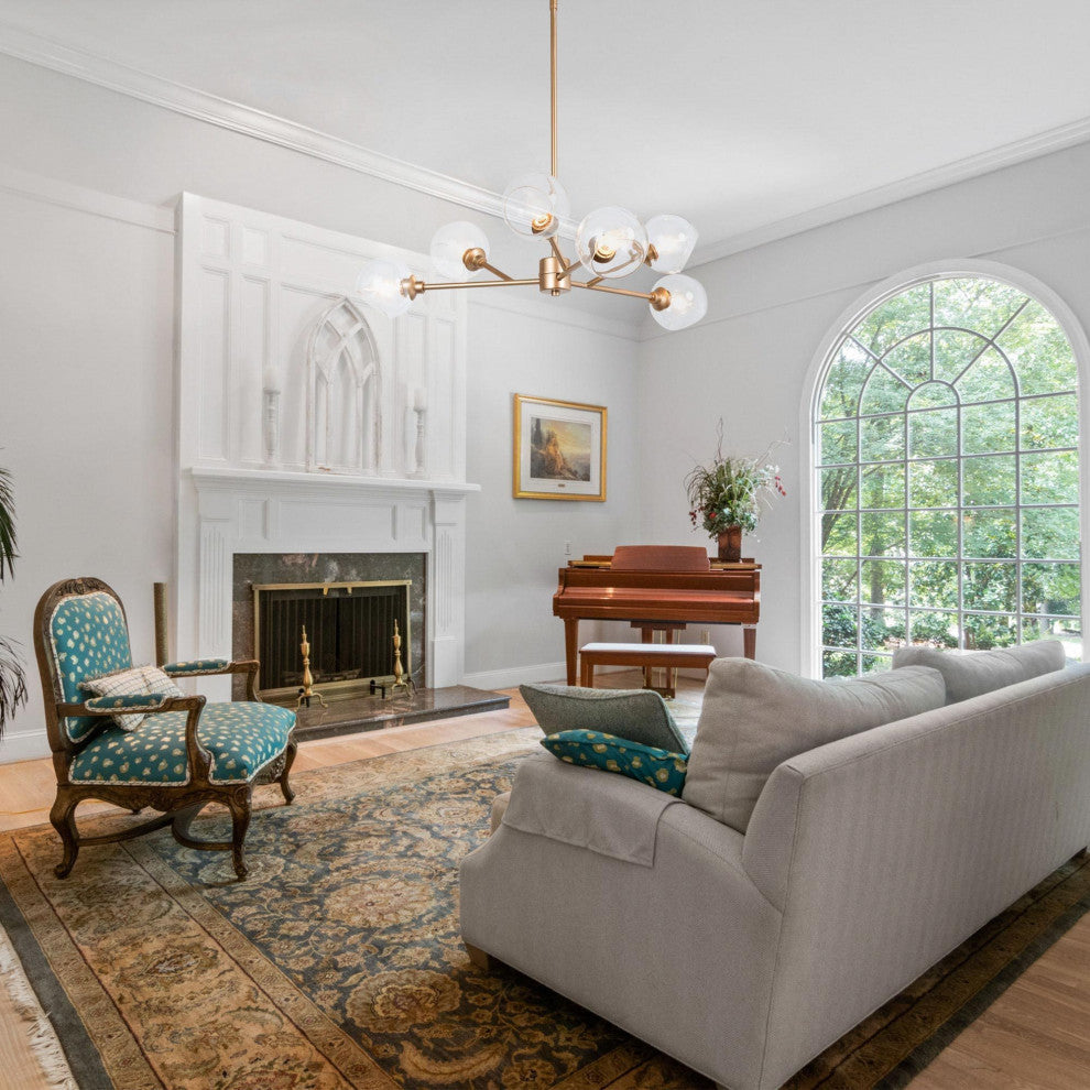 6-lights gold chandelier with glass ball