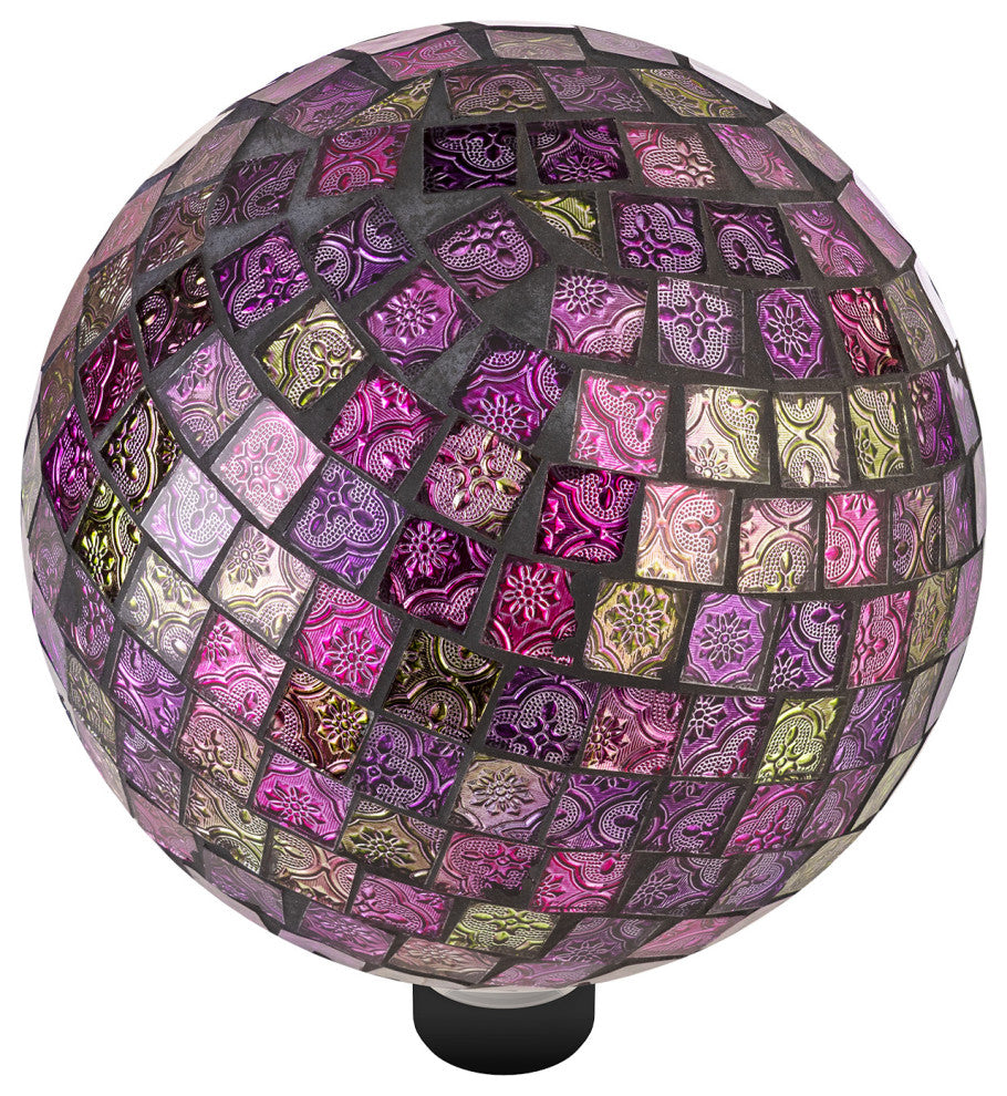 Alpine Violet Mosaic Gazing Globe, 11"Tall