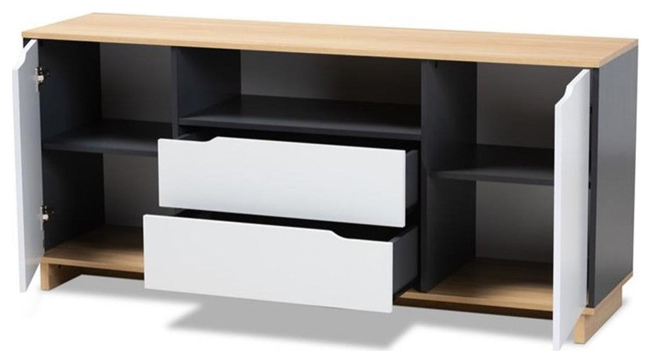 Baxton Studio Reed Multicolor 2-Door Wood Dining Room Sideboard