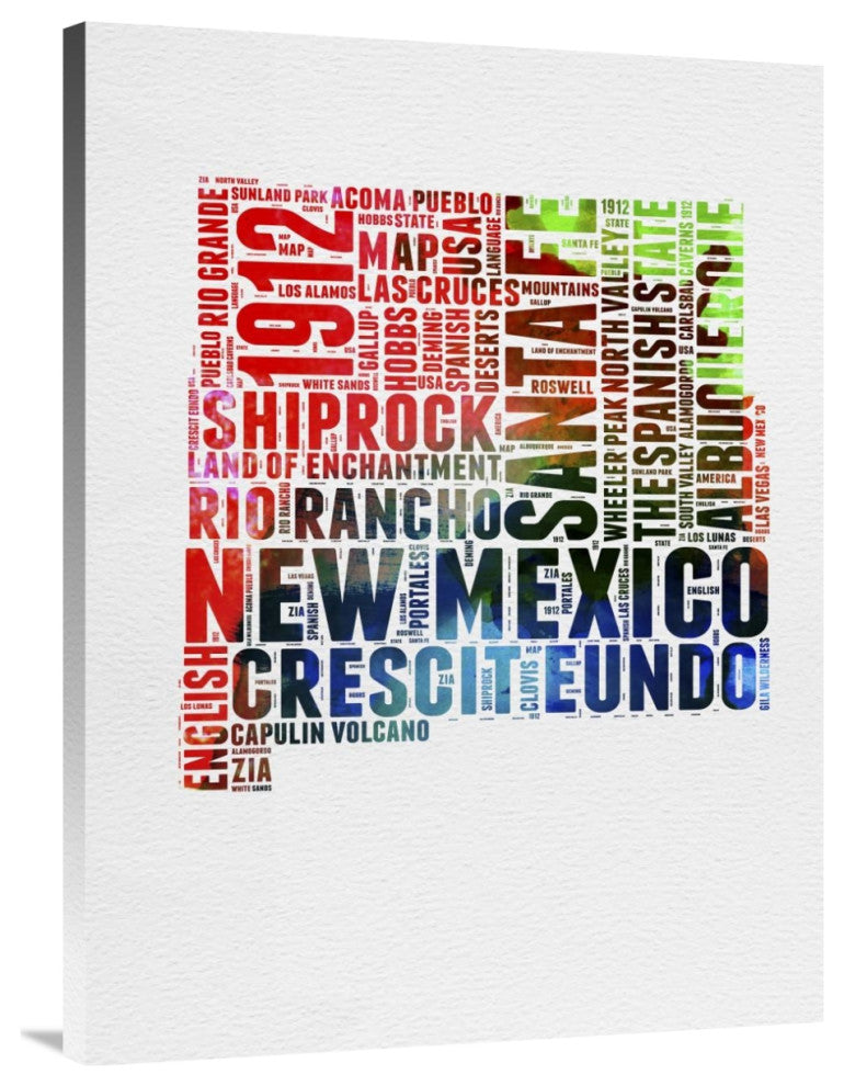 "New Mexico Watercolor Word Cloud" Fine Art Print