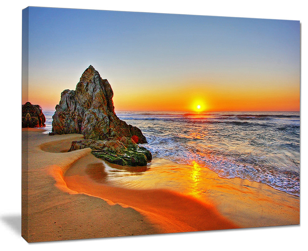 "Beautiful Sunrise By Beach in Tathra" Contemporary Seascape Art Canvas, 40"x30"