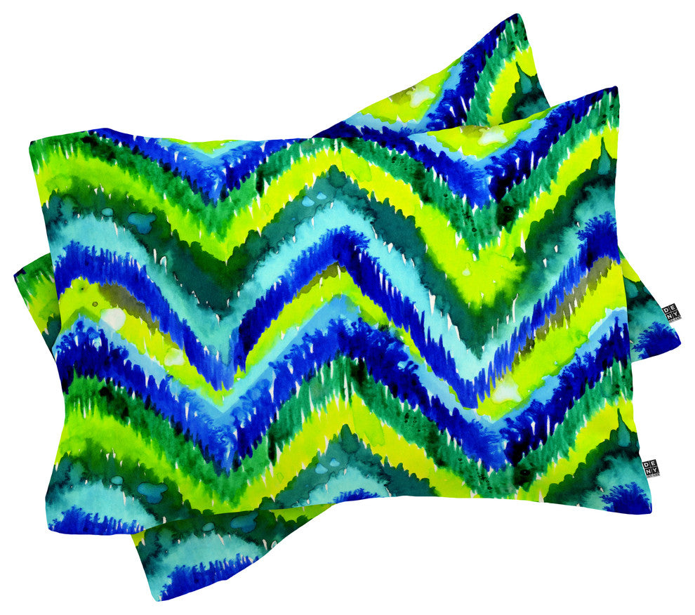 Deny Designs CayenaBlanca Green Chevron Pillowcase
