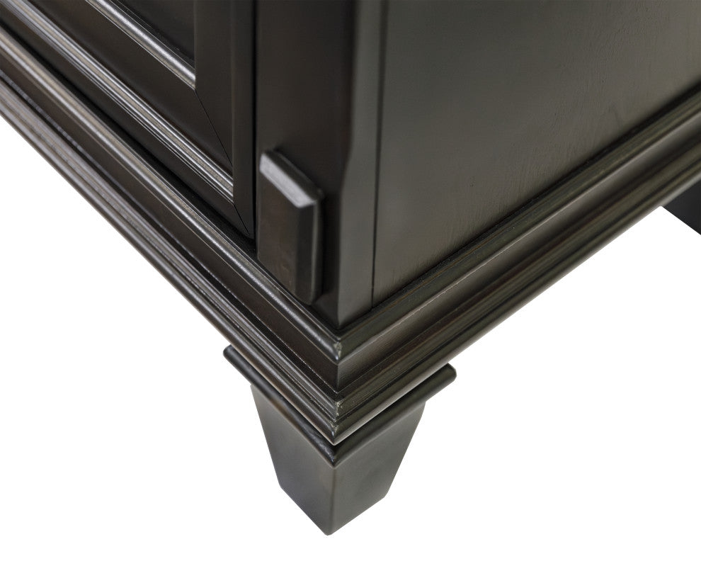 76" Traditional Fireplace Console Entertainment, Black