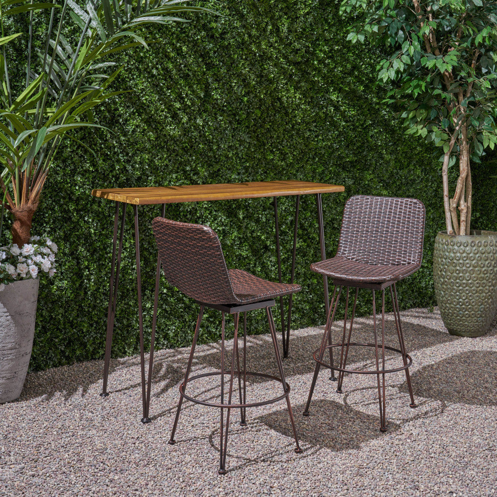 Taylor Outdoor 2 Seater Industrial Acacia Wood and Iron Bar Set