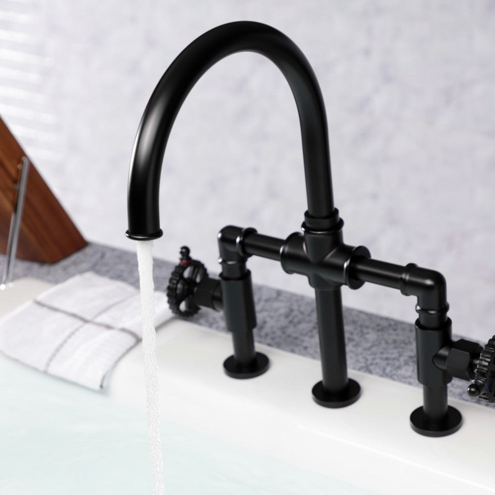 KS2330CG Bridge Kitchen Faucet With Brass Sprayer, Matte Black