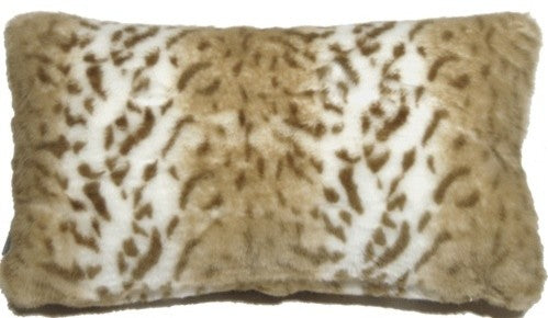 Pillow Decor - Tawny Lynx Faux Fur Throw Pillow, 12" X 20"