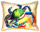 Pair of Betsy Drake Teal Crab Large Indoor/Outdoor Pillows 16x20