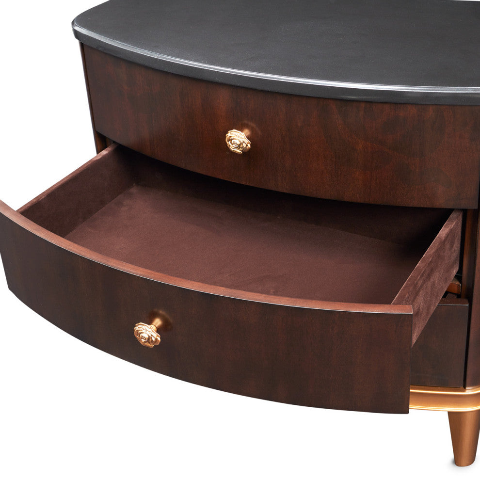 Camellia Field Nightstand, Warm Pecan