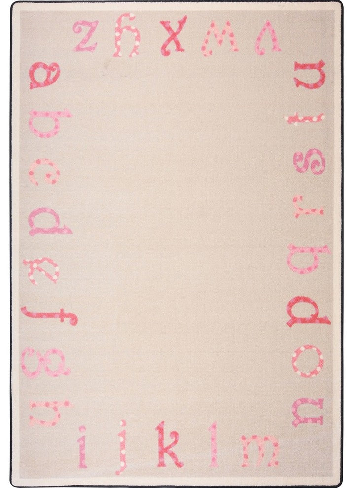 Kid Essentials Rug, Polka Dot ABC's, Pink, 5'4"x7'8"