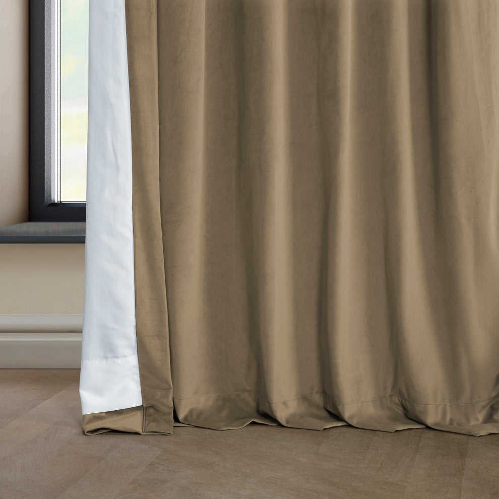 Heritage Plush Velvet Curtain Single Panel, Museum Taupe, 50"x84"