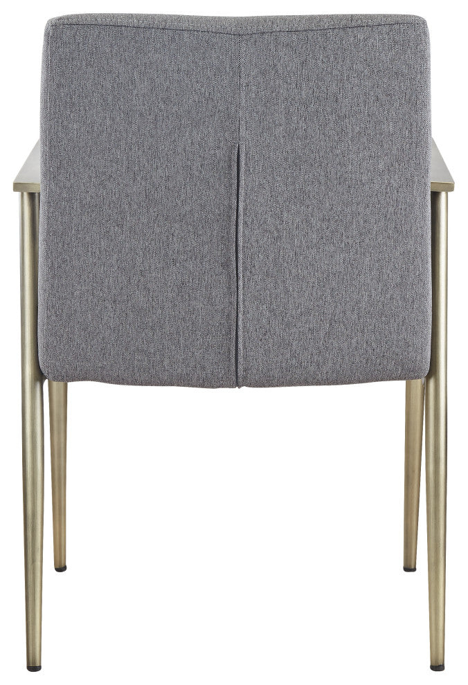Modrest Sabri Contemporary Grey and Antique Brass Arm Dining Chair