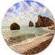 Amazing Aphrodite'S Rock In Cyprus, Seascape Disc Metal Wall Art, 23"