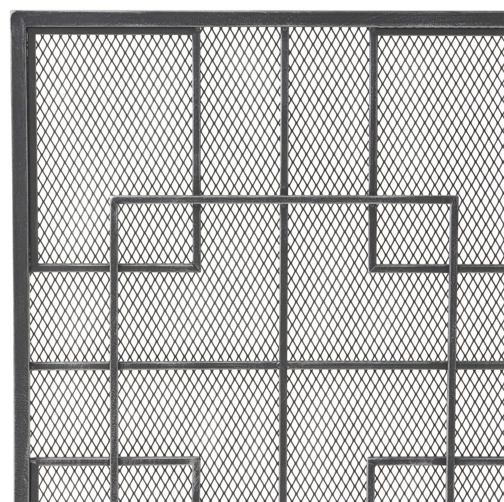 Dorothy Modern Single PanelIron Fire Screen, Black Silver Finish