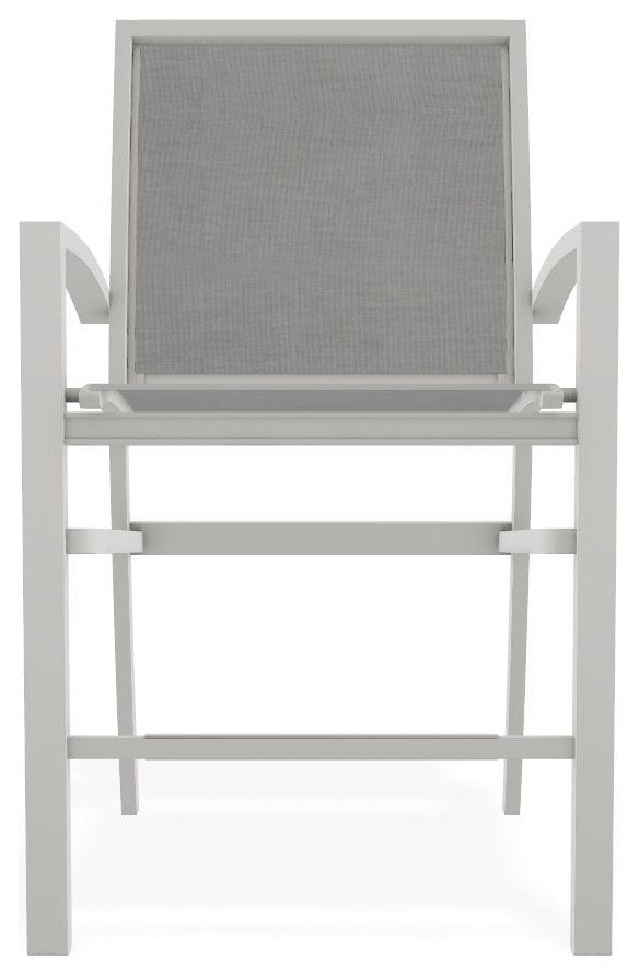 Kendall Sling Balcony Height Stackable Outdoor Stool, Alloy/Snow