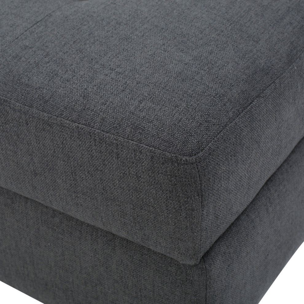 GDF Studio Carolina Tufted Cover Fabric Storage Ottoman, Dark Gray