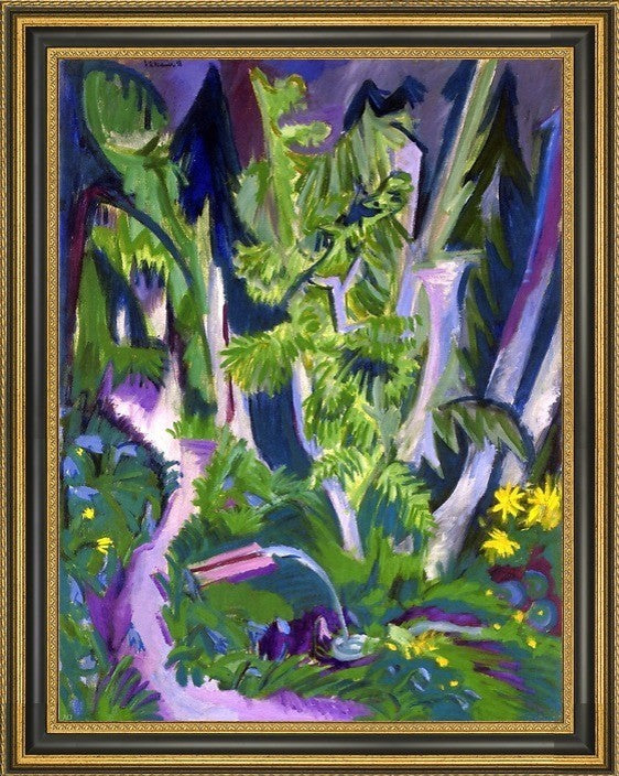 Ernst Ludwig Kirchner Mountain Forest - 21" x 28" Framed Premium Canvas Print