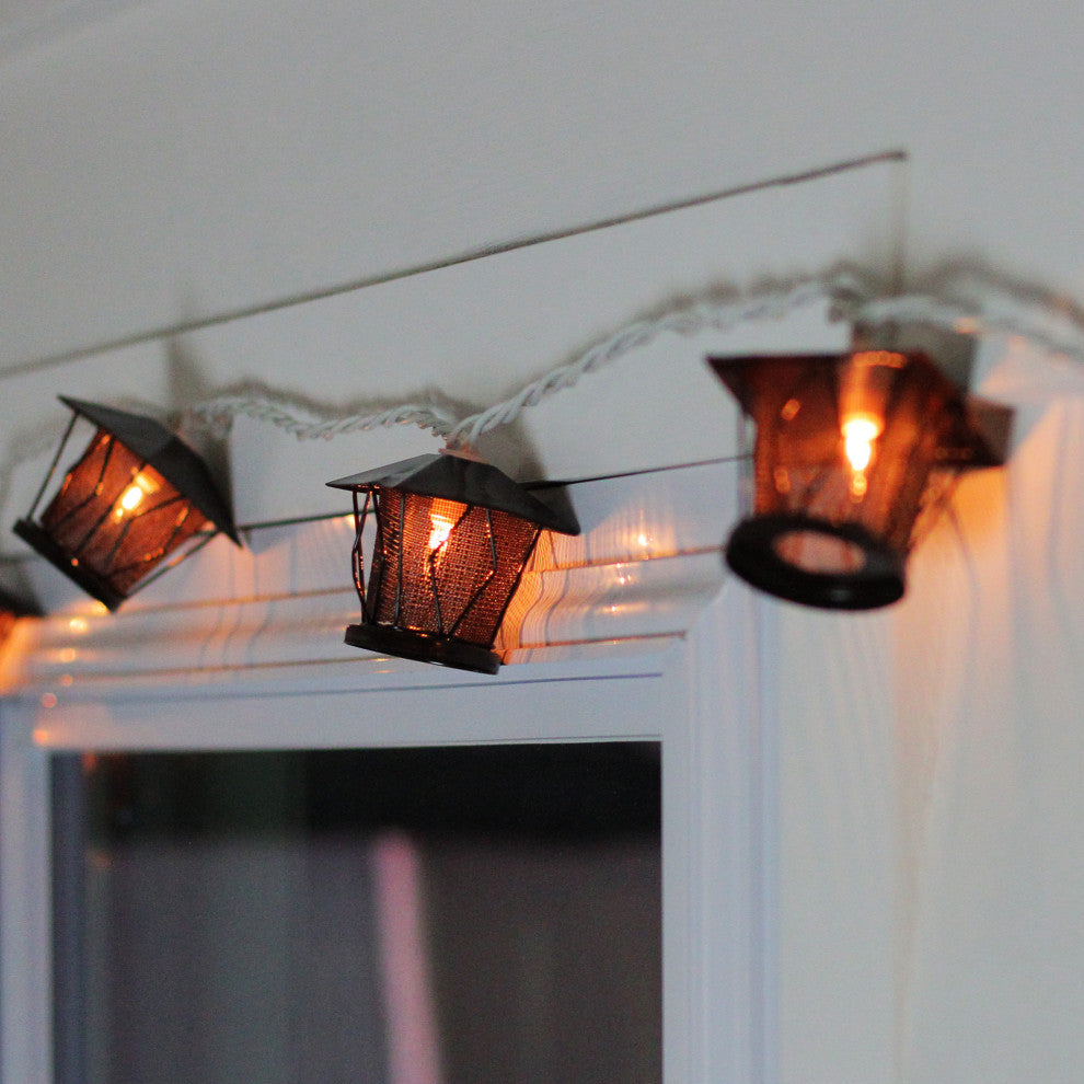 Set of 10 Candle Lantern Summer Garden Patio Lights 7.16' White Wire