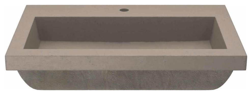 Trough 3019 Concrete Bathroom Sink, Earth, Single Faucet Hole