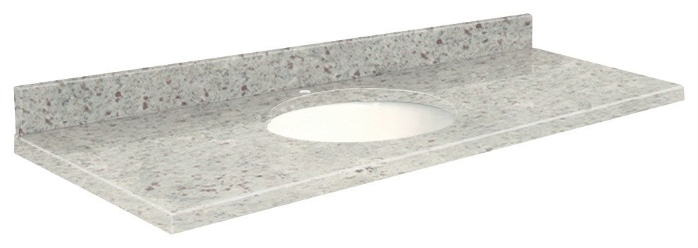 Granite 61"x22" Vanity Top, Single Faucet Hole, Giallo Parfait, White Bowl