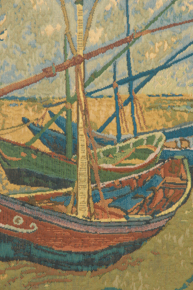 Van Goghs Fishing Boats Belgian Wall Tapestry