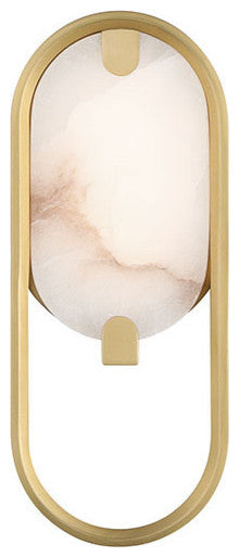 Noga, Wall Sconce , 11", Gold, Alabaster
