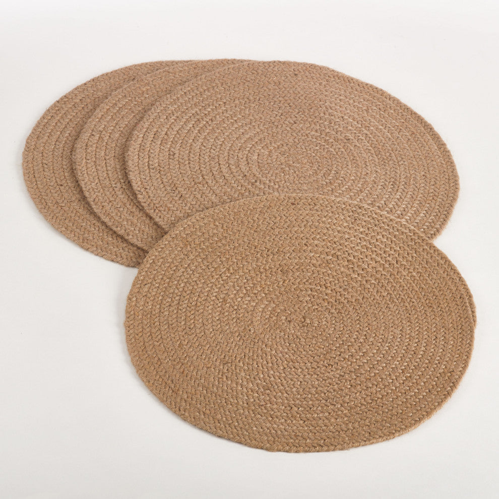 Natural Design Placemat (Set of 4), 15" x 15", Natural, Round