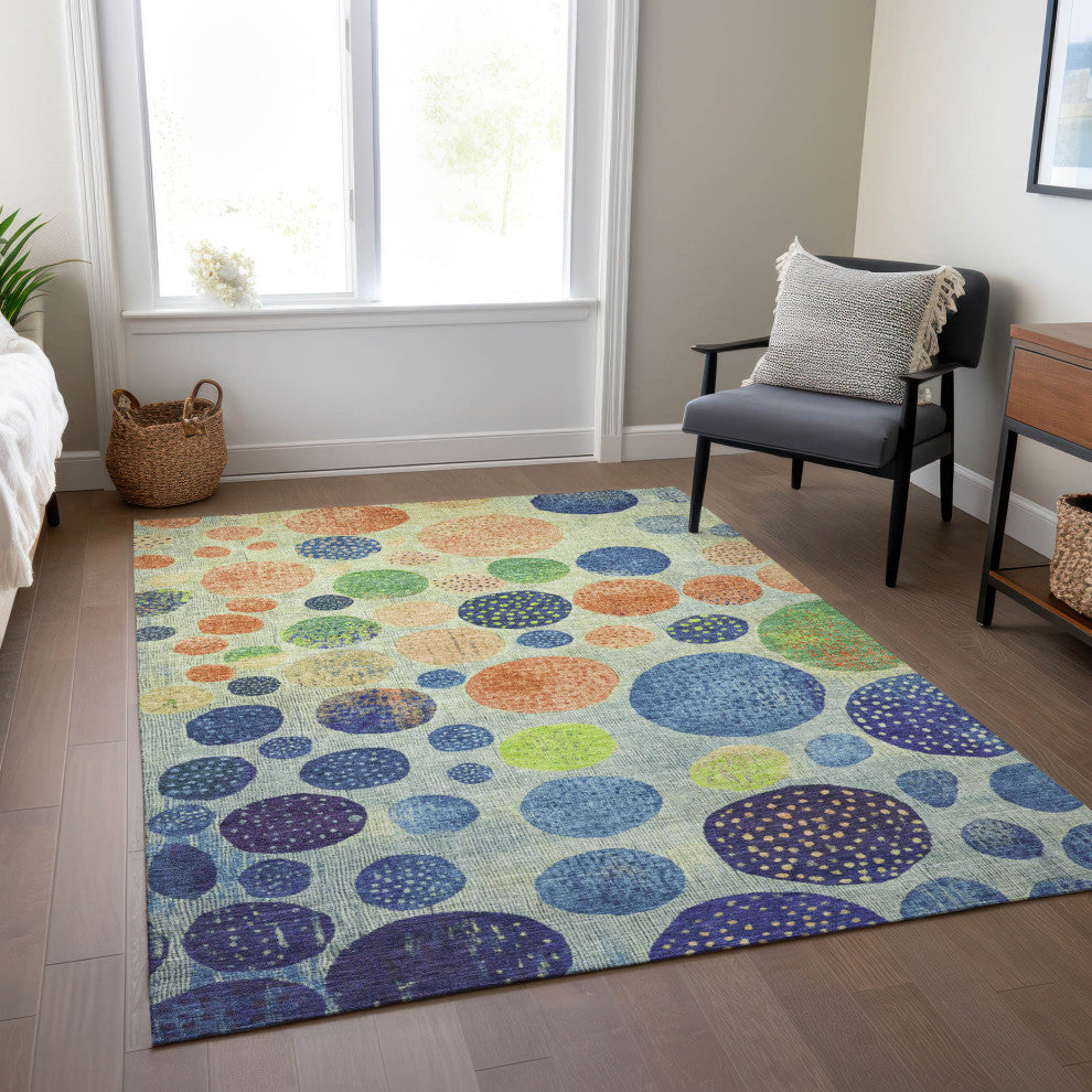 Machine Washable Indoor/Outdoor Chantille ACN1899 Navy 8' x 10' Rug