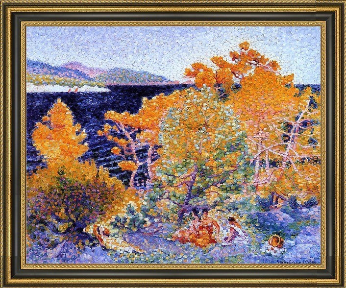 Henri Edmond Cross Siesta by the WaterFramed Premium Canvas Print, 16"x20"