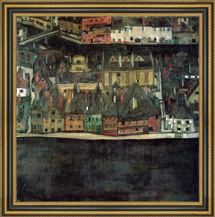 Egon Schiele The Small City II - 20" x 20" Framed Premium Canvas Print