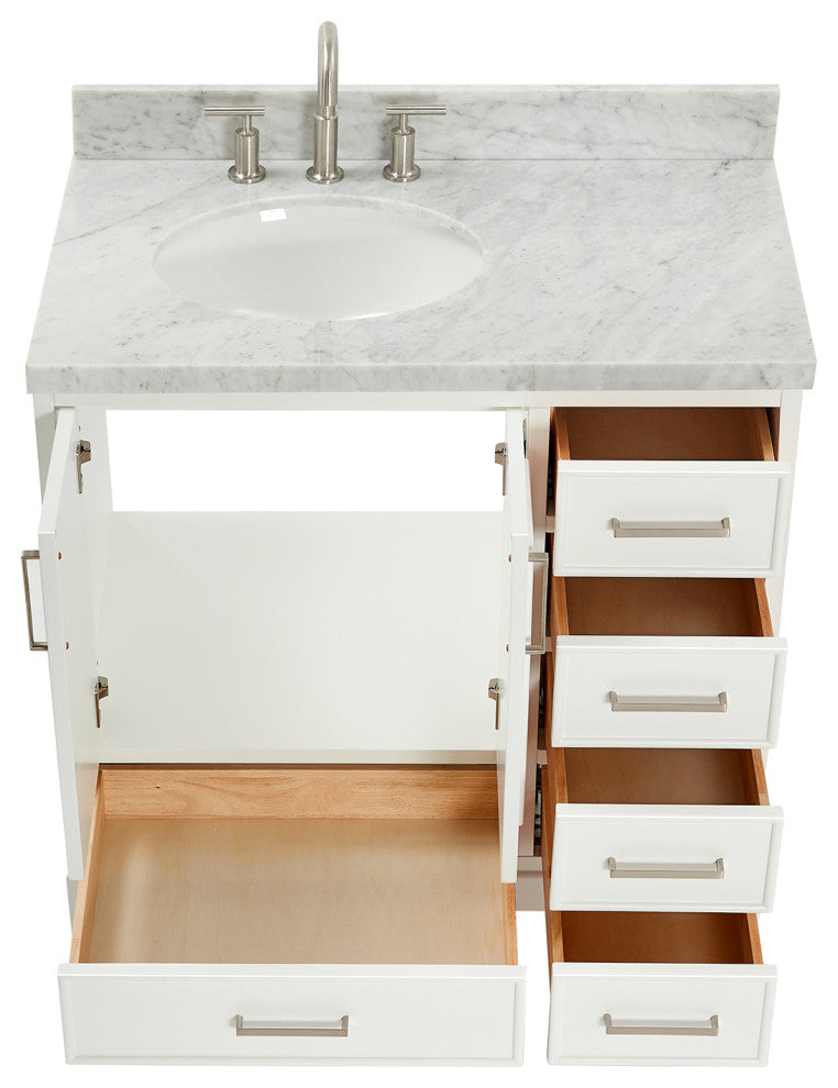 Ariel Stafford 37" Single Left Offset Oval Sink Bathroom Vanity