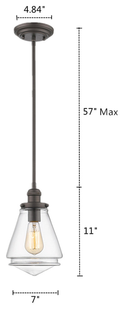 GABRIELLA Transitional 1 Light Rubbed Bronze Ceiling Mini Pendant 7inches Wide