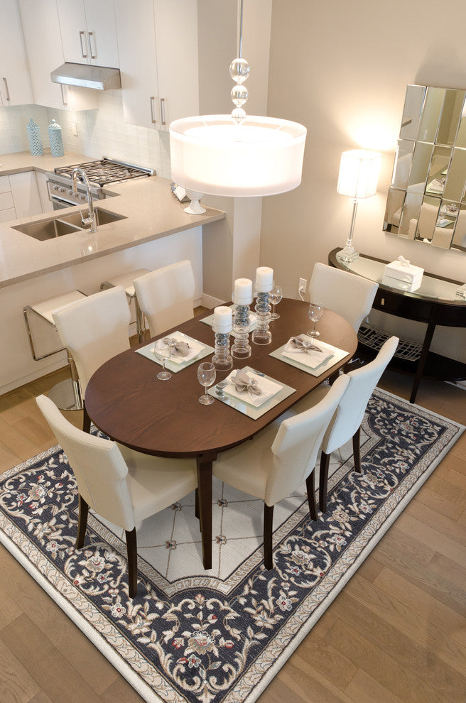 Avalon 5614 Ivory and Gray Courtyard Rug, 5'3"x7'7"