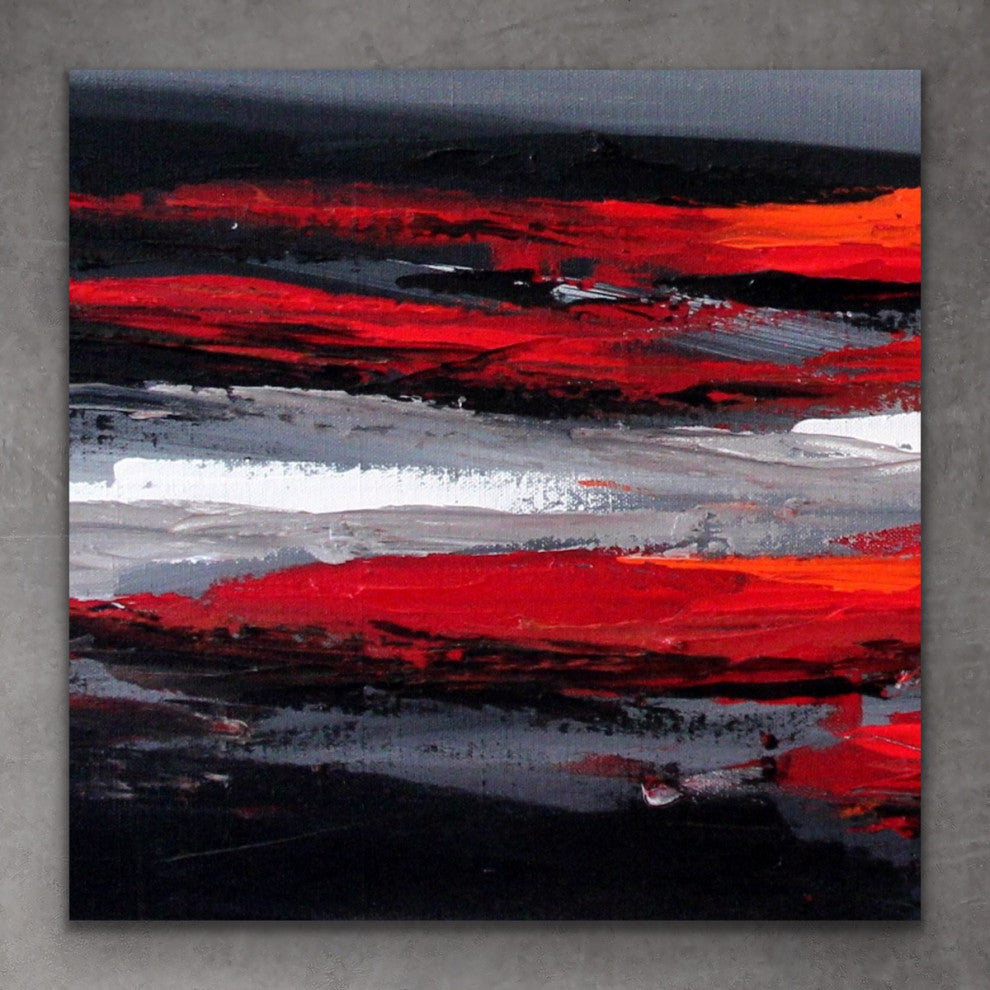 60x60 IN Black red gray abstract Art Large Modern Painting Wall Art Decor