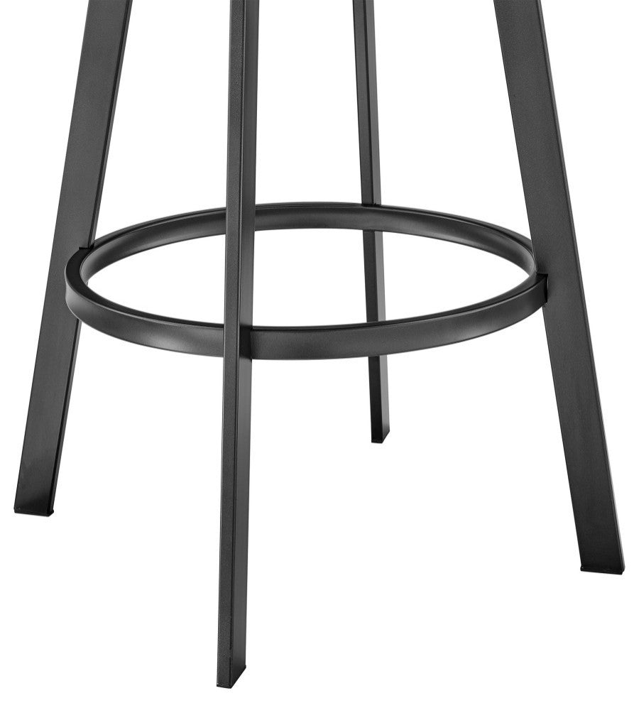 Chelsea 30" Bar Height Swivel Bar Stool, Black Finish and Black Faux Leather