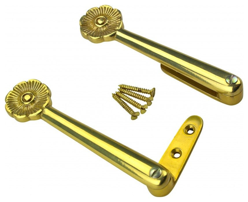 Stair Carpet Runner Holder Clips Floral Design Solid Cast Brass 5" Pair of 13