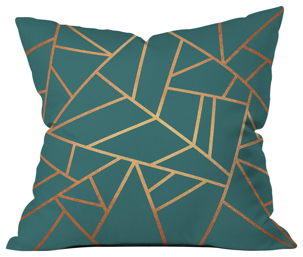 Elisabeth Fredriksson Copper and Teal Throw Pillow, 18"x18"