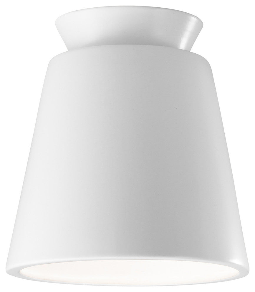 Radiance Collection, Trapezoid Ceramic Flush-Mount, Gloss White Finish, E26