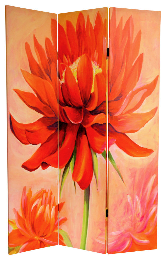 6' Tall Double Sided Poppies and Sunflowers Canvas Room Divider