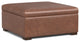 Gabbie Square Coffee Table Storage Ottoman, Distressed Saddle Brown