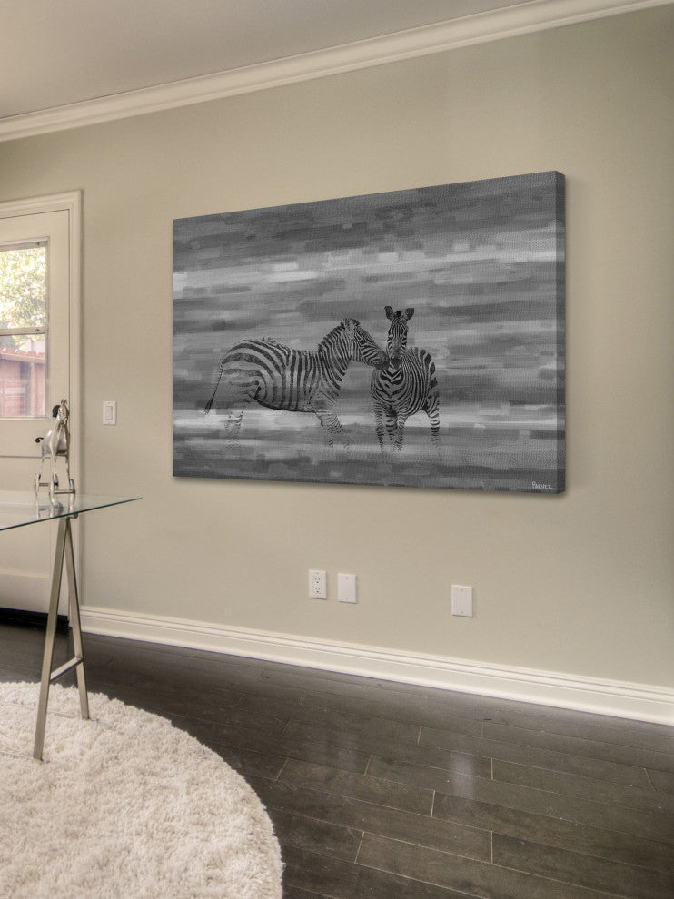 "Zebra Romp" Print on Canvas, 36"x24"