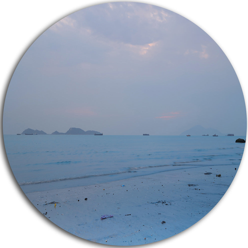 Light Blue Sunset At Lung Kwu Tan Beach, Landscape Disc Artwork, 36"