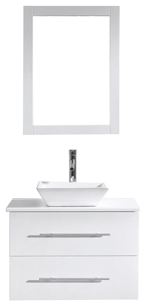 Marsala 29" Single Bathroom Vanity Set White, Engineered Stone Countertop