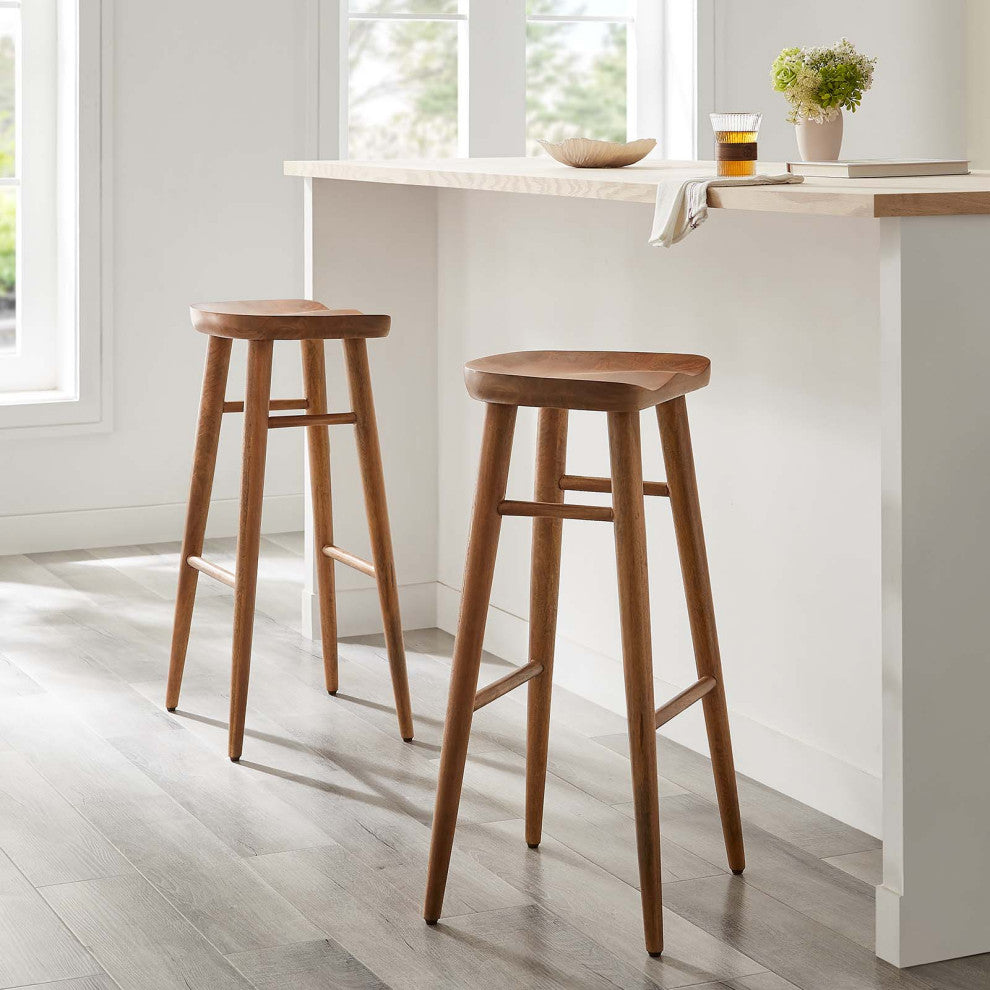 Saville Backless Wood Bar Stools - Set of 2