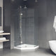 VIGO Verona Frameless Hinged Neo-Angle Shower Enclosure, Brushed Nickel, 40" D X 40" W, Low Base