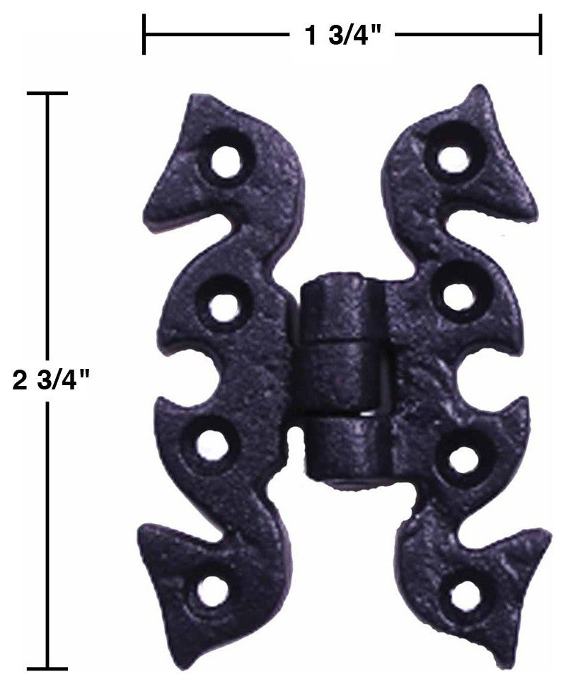 2 Pcs Black Butterfly Flush Cabinet Door Hinges Wrought Iron Hinges For Doors