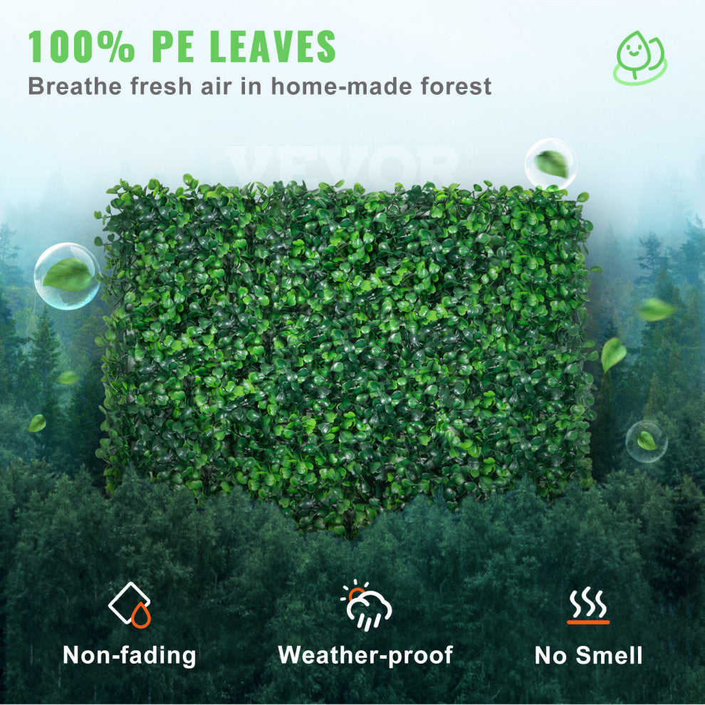 24x Artificial Boxwood Panel Fake Hedge Plant Privacy Fence Screen, 24 Pack of 20x20inch