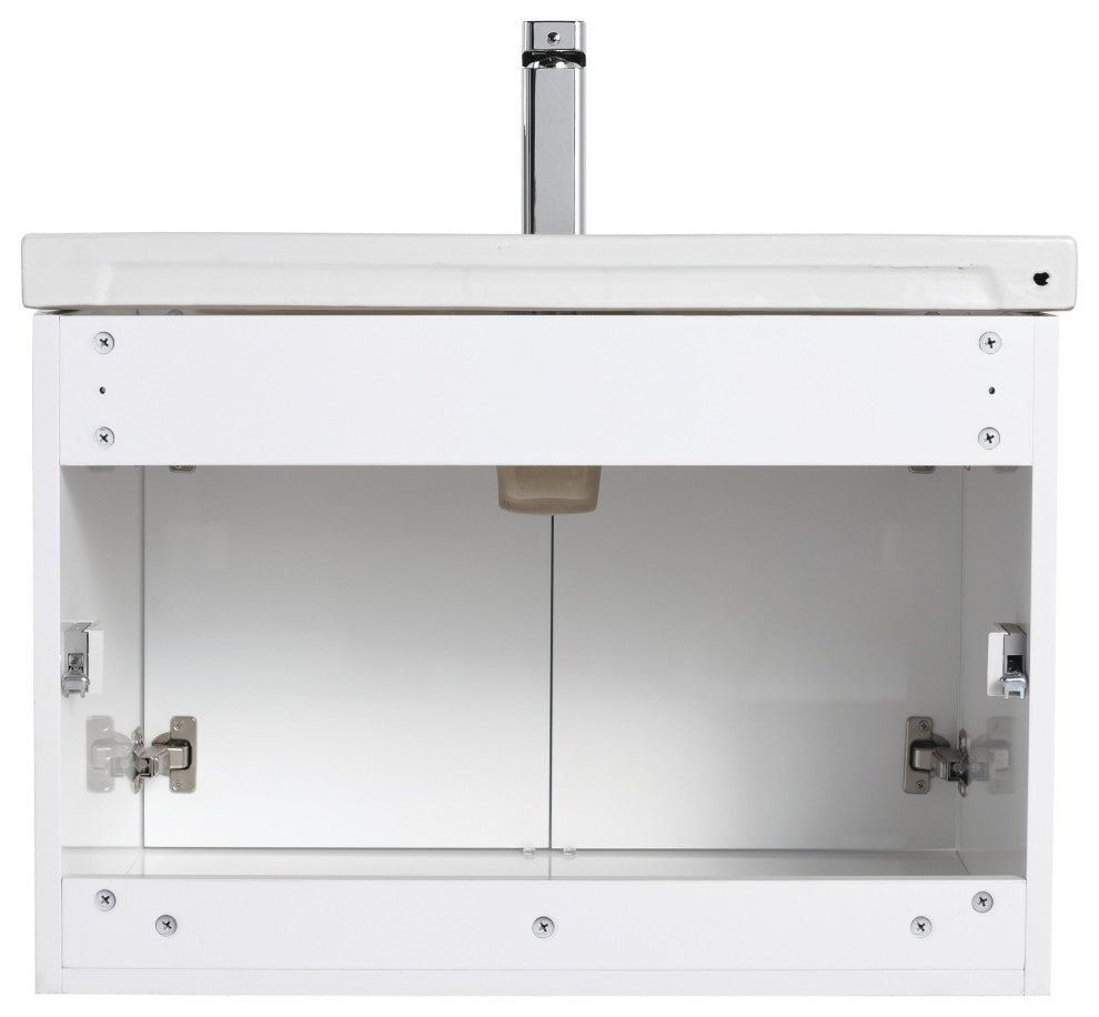 Wall Mounted Bathroom Vanity, Glossy White, 28'' W/ Sink